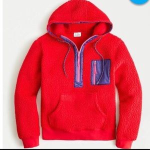 JCrew Vintage Sherpa Fleece 1/4 Zip Hoodie